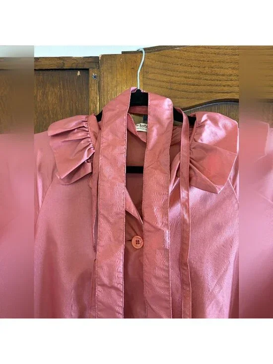 Vintage 1980s Totes Coat Pink Nylon Ruffle Trench Raincoat - Packable Unlined Si - Picture 12 of 12